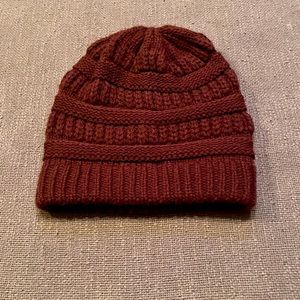 NWOT—Knitted Maroon Winter Beanie Hat